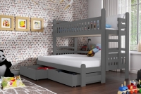 Łóżko piętrowe drewniane Amely Maxi 80x200 Certyfikat szare łóżko dziecięce 140x200