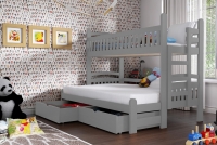 Łóżko piętrowe drewniane Amely Maxi 80x200 Certyfikat szare łóżko pietrwo
