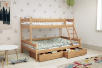 Łóżko piętrowe drewniane Poli z szufladami - 80x190  łóżko 120x200