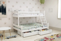 Łóżko piętrowe drewniane Poli z szufladami - 80x190  białe łóżko piętrowe