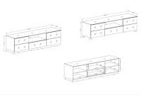 Modułowa szafka RTV Helio 40 z szufladą i wnęką 180 cm - czarny / szare szkło rtv z szufladami 