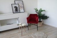 Krzesło tapicerowane loft z podłokietnikami Rozalio - Czerwony  fotel salonowy czerwony 