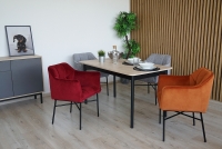 Krzesło tapicerowane loft z podłokietnikami Rozalio - Czerwony  fotele industrialne 
