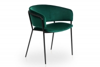 Krzesło tapicerowane z podłokietnikami Nicole na czarnym stelażu - Zielony - Końcówka serii  zielone krzesło 