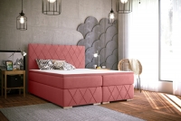 Łóżko kontynentalne Feba - 160x200 różowe łóżko z  tapicerowanym wezgłowiem 