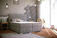 Łóżko kontynentalne Feba - 160x200 szare łóżko z dekoracyjnym wezgłowiem 