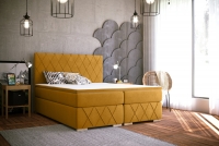 Łóżko kontynentalne Feba - 180x200 musztardow łóżko z wysokim wezgłowiem 