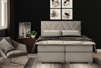 Łóżko kontynentalne z pojemnikami Nelso - 160x200 łóżko sypialniane z wysokim wezgłowiem