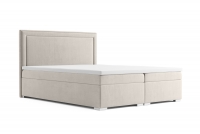 Łóżko kontynentalne z pojemnikami Adelino 160x200 beżowe, tapicerowane łóżko 160x200