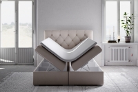 Łóżko kontynentalne z pojemnikami Izyda - 160x200 łóżko 160x200 z pojemnikami na pościel 