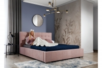 Tapicerowane łóżko sypialniane z pojemnikiem Firenzo - 160x200 różowe łóżko do sypialni 
