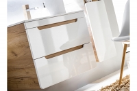 Wisząca szafka pod umywalkę z 2 szufladami Aruba 823 40 cm - biały połysk/dąb craft szafka łazienkowa biała 