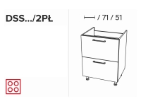 KAMMONO DSS90/2PŁ - szafka dolna pod płytę grzejną - P2 i K2 BLACK szafka z dwiema szufladami 