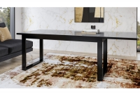 Stół rozkładany Helio 91 ze szklanym blatem 130-175x80 cm - czarny połysk / szkło gwieździsta noc stół do salonu
