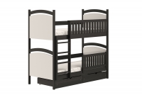 Łóżko piętrowe z tablicą suchościeralną Amely - czarny, 70x140  czarne łóżeczko z szufladami na pościel 