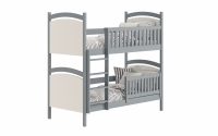 Łóżko piętrowe z tablicą suchościeralną Amely - szary, 70x140 szare łóżko ze zdejmowaną barierką 