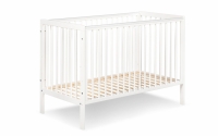 Drewniane łóżeczko dla niemowlaka z barierką Timi - biały, 120x60 bezpieczne łóżeczko drewniane 