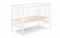 Drewniane łóżeczko dla niemowlaka z barierką Timi - biały, 120x60 drewniane łóżeczko 