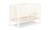 Drewniane łóżeczko dla niemowlaka z barierką Timi - biały/sosna, 120x60 łóżeczko niemowlęce Timi przerobione na łóżko 
