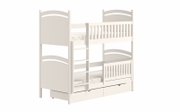 Łóżko piętrowe z tablicą suchościeralną Amely - biały, 70x140 drewniane łóżko dziecięce, piętrowe 