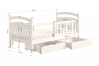 Łóżko dziecięce drewniane Amely - sosna, 80x190 Łóżko dziecięce drewniane Amely - Wymiary
