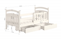 Łóżko dziecięce drewniane Amely - czarny, 90x180 Łóżko dziecięce drewniane Amely - Wymiary