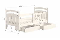 Łóżko dziecięce drewniane Amely - grafit, 90x200 Łóżko dziecięce drewniane Amely - Wymiary