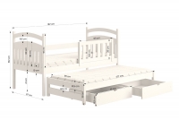 Łóżko dziecięce parterowe wysuwane Amely - biały, 90x180 Łóżko dziecięce parterowe wyjazdowe Amely - wymiary 