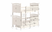 Łóżko piętrowe z tablicą suchościeralną Amely - biały, 80x180 Łóżko piętrowe z tablicą suchościeralną Amely - wymiary