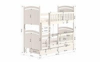 Łóżko piętrowe z tablicą suchościeralną Amely - biały, 90x180 Łóżko piętrowe z tablicą suchościeralną Amely - wymiary