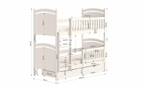 Łóżko piętrowe z tablicą suchościeralną Amely - biały, 90x200 Łóżko piętrowe z tablicą suchościeralną Amely - wymiary