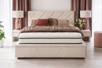 Łóżko sypialniane z tapicerowanym stelażem i pojemnikiem Tiade - 140x200  łóżko Tiade z tapicerowanym stelażem 