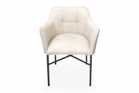 Krzesło tapicerowane z podłokietnikami Rozalio - beżowy Cloud 03 / czarne nogi beżowe krzesło do salonu