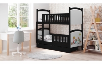 Łóżko piętrowe z tablicą suchościeralną Amely - czarny, 70x140  czarne łóżeczko piętrowe dla dzieci 