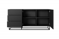 Komoda Asha z szufladami i metalowymi nogami 167 cm - czarny mat Komoda 167 cm Asha z szufladami na metalowych nogach - czarny mat - wnętrze 1