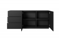 Komoda Asha z szufladami i ryflowanym frontem 167 cm - czarny mat Komoda 167 cm Asha z szufladami - czarny mat - wnętrze 1