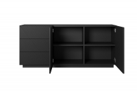 Komoda Asha z szufladami i ryflowanym frontem 167 cm - czarny mat Komoda 167 cm Asha z szufladami - czarny mat - wnętrze