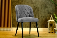 Krzesło drewniane Azarro z tapicerowanym siedziskiem - szary Vena 3 / czarne nogi krzesło tapicerowane do jadalni