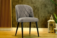 Krzesło drewniane Azarro z tapicerowanym siedziskiem - ciemny beż Vena 7 / czarne nogi tapipcerowane krzesło drewniane