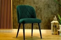 Krzesło drewniane Azarro z tapicerowanym siedziskiem - ciemny zielony / Zetta 298 / czarne nogi ciemno zielone krzesło na czarnych nogach