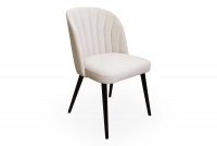 Krzesło drewniane Azarro 2 z tapicerowanym siedziskiem - beż Cloud 03 / czarne nogi beżowe krzesło na czarnych nogach