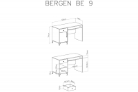 Biurko młodzieżowe Bergen 09 z szufladą 125 cm - biały Biurko młodzieżowe Bergen 09 - biały - wymiary