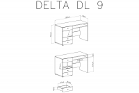 Biurko młodzieżowe Delta DL9 z szufladami 125 cm - dąb / antracyt Biurko młodzieżowe Delta DL9 z szufladami 125 cm - dąb / antracyt