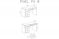 Biurko młodzieżowe Pixel 8 - dąb biszkoptowy/biały lux/szary 