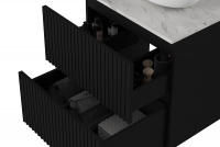 Wisząca szafka pod umywalkę Nicole z szufladami 60 cm - czarny mat Szafka wisząca pod umywalkę Nicole 60 cm - czarny mat - wnętrze z wyposażeniem