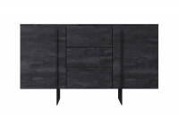 Dwudrzwiowa komoda Larena z szufladami 150 cm - czarny beton / czarne nóżki czarna komoda na czarnych nogach