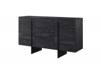 Dwudrzwiowa komoda Larena z szufladami 150 cm - czarny beton / czarne nóżki czarna komoda