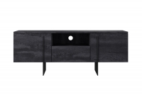 Dwudrzwiowa szafka RTV Larena z szufladą i metalowymi nogami 150 cm - czarny beton / czarne nóżki szafka rtv na nóżkach