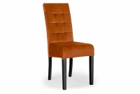 Krzesło tapicerowane Castello 4 z drewnianymi nogami - rudy Salvador 14 / czarne nogi pomarańczore krzeslo n aczarnych drewnianych nogach