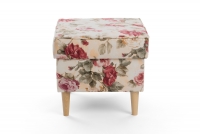 Fotel Uszak Vilano z podnóżkiem - tkanina drukowana w kwiaty Coral Wm-82 / nogi buk  Podnóżek do fotela Uszak Vilano - w kwiaty
